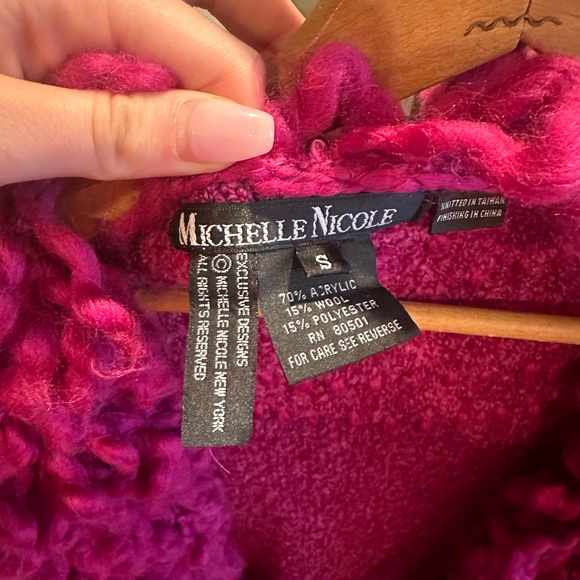 Michelle Nicole Magenta Knit Heavy Cardigan - Picture 3 of 3